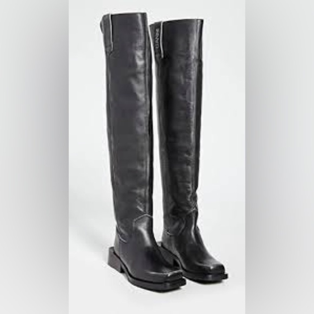 Gianni Tall Black Distressed Combat Boots Women's Size EU39